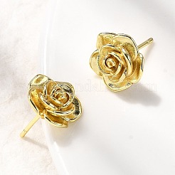 Brass Flower Stud Earrings&nbsp;EJEW-P322-06A-G