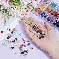 150G 15 Styles Natural & Synthetic Mixed Gemstone Chip Beads&nbsp;G-PA0001-95