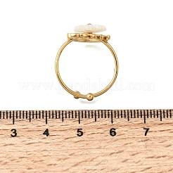 調節可能な304ステンレス鋼製カフオープンリング  葉と花  樹脂と  ゴールドカラー  usサイズ7 1/4(17.5mm)&nbsp;RJEW-D352-01G