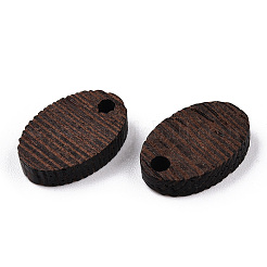 天然ウェンジウッドペンダント  染色されていない  ココナッツブラウン  オーバル  15.5x10.5x3.5mm  穴：2mm&nbsp;WOOD-T023-85B-01