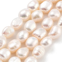 天然養殖淡水パールビーズ連売り  研磨両側  グレード6 A  ホワイト  6~7mm  穴：0.6mm  約23個/連  6.69''（17センチメートル）&nbsp;PEAR-P062-29F
