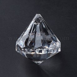 透明アクリルファセットダイヤモンドペンダント  透明  31x28mm  穴：3mm  約52個/500g&nbsp;DB28x31mmC01