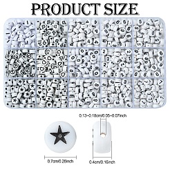 900Pcs 15 Styles White and Black Acrylic Beads&nbsp;SACR-YW0001-67