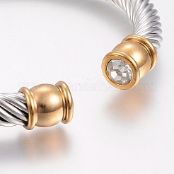 304 Stainless Steel Cuff Bangles Torque Bangles&nbsp;BJEW-H570-22GP