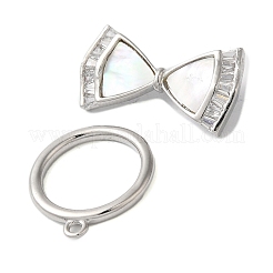 Brass Micro Pave Clear Cubic Zirconia Toggle Clasps&nbsp;KK-N254-83P