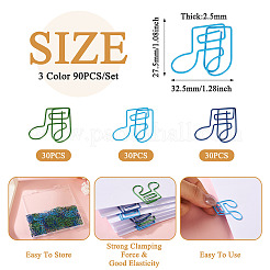 ペット用プラスチックペーパークリップ 90色 3個  音符  ミックスカラー  27.5x32.5x2.5mm  30個/カラー&nbsp;AJEW-TA0003-06