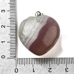 天然石蛍石ペンダント  真鍮製スナップオンベイル付き  ハートチャーム  プラチナ  26.5~27x25x13.5~14mm  穴：6.5x3.5mm&nbsp;G-C188-03E