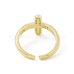 Clear Cubic Zirconia Crucifix Cross Open Cuff Ring&nbsp;RJEW-I091-13G