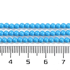 合成ターコイズビーズ連売り  ラウンド  染め  ブルー  3mm  穴：0.8mm  約131個/連  15.16''（38.5センチメートル）&nbsp;G-U004-02F
