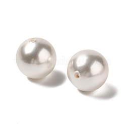 シェルパールビーズ  片穴ビーズ  洗練された  ラウンド  ホワイト  16mm  穴：1.5mm&nbsp;BSHE-L042-B06