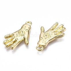 ラックメッキ合金ペンダント  カドミウムフリー＆鉛フリー  目で手  ライトゴールド  20.5x13.5x2mm  穴：1.6mm&nbsp;PALLOY-T077-129LG-RS