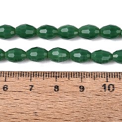 オペークソリッドカラーガラスビーズ連売り  ライス  多面カット  シーグリーン  8~9x5~6mm  穴：0.9~1mm  約67~68個/連  22.83~23.62インチ（58~60cm）&nbsp;GLAA-N071-01A-C08