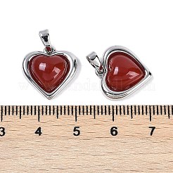 真鍮チャーム  カーネリアンと  ハート  染め＆加熱  プラチナ  15.5x15.5x5.5mm  穴：4x2mm&nbsp;KK-U043-40P-01