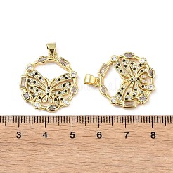 Rack Plating Brass Micro Pave Cubic Zirconia Pendants&nbsp;KK-K341-54G-04