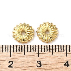 ラックメッキ真鍮スペーサービーズ  長持ちメッキ  鉛フリー＆カドミウムフリー  花  18KGP本金メッキ  8x2mm  穴：1.4mm&nbsp;X-KK-K346-27G