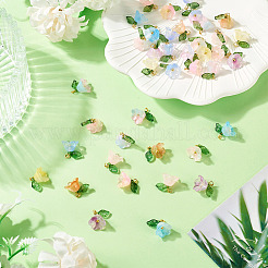 44Pcs 10 Colors Glass & Acrylic Pendant&nbsp;PALLOY-TA00129