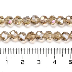 透明ガラスビーズ  32ファセット  ABカラーメッキ  ラウンド  ダークカーキ  6x5.5mm  穴：1.2mm  約91個/連  19.29''（49センチメートル）&nbsp;EGLA-A035-T6mm-B16