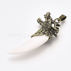 レジンビッグサイズペンダントトップ  合金パーツ  ドラゴンの歯  アンティークブロンズ  59x27x12mm  穴：8~10x3~4mm&nbsp;PALLOY-T069-51AB