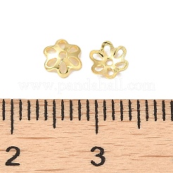 925スターリングシルバービーズキャップ  6花びら  花  18KGP本金メッキ  4.5x5x1.3mm  穴：0.8mm  約255個/10g&nbsp;STER-F055-10G
