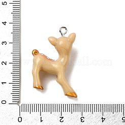 不透明樹脂ペンダント  花模様のニホンジカ  プラチナ鉄ループ付き  ペルー  32x24x13mm  穴：2mm&nbsp;FIND-I044-29