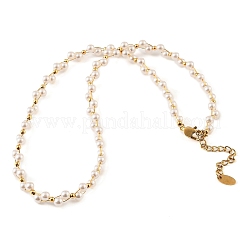 304 Stainless Steel & Plastic Pearl Round Beaded Necklaces&nbsp;SA-CBAAFEE-01G
