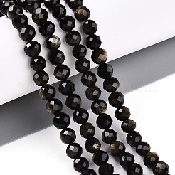Natural Golden Sheen Obsidian Beads Strands&nbsp;G-S345-6mm-20