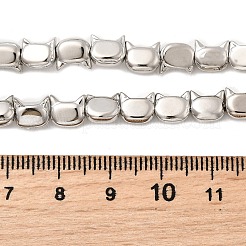 電気メッキガラスビーズセット  猫の頭  プラチナメッキ  6.5x7x4mm  穴：0.9mm  約60個/連  16.06''（40.8センチメートル）&nbsp;EGLA-F166-11P