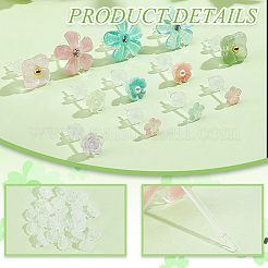 12ペア12スタイルの樹脂スタッドピアス  花  ミックスカラー  6~13.5x6~14mm  1ペア/スタイル&nbsp;EJEW-PH0001-31