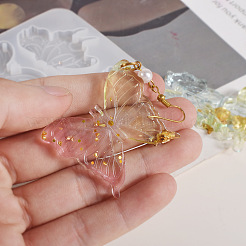 Crystal Drop Glue Flower Pattern Butterfly Pendant Hanging Tag Keychain Silicone Molds&nbsp;PW-WGD2A40-02