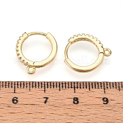 Brass Micro Pave Cubic Zirconia Hoop Earring Finding&nbsp;KK-N261-52G