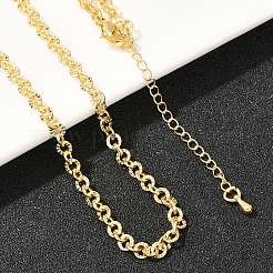 4MM Brass Textured Rolo Chain Necklaces for Men Women&nbsp;NJEW-L012-05G
