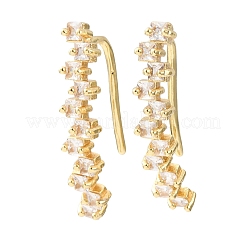 真鍮製パヴェキュービックジルコニアスタッドクローラーピアス  正方形  18KGP本金メッキ  カドミウムフリー＆鉛フリー  長持ちメッキ  ラックめっき  透明  23.5x4.5x9mm&nbsp;KK-CBAA351-07G