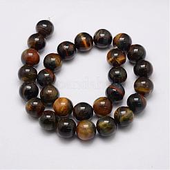 Natural Yellow Blue Tiger Eye(Dyed & Heated) Bead Strands&nbsp;G-P230-07-16mm