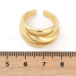 真鍮オープンカフリング  女性のための分厚いリング  カドミウムフリー＆鉛フリー  18KGP本金メッキ  15.5mm  内径: 調節可能&nbsp;RJEW-G343-18G