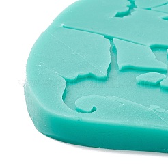 DIYの魔女の食品グレードのシリコンモールド  ディスプレイ金型  チョコレート用  キャンディ  UVレジン＆エポキシレジン ハロウィンオーナメント作り  ランダム単色またはランダム混色  107x105x6.5mm  完成：105x103x1mm&nbsp;DIY-G057-A12