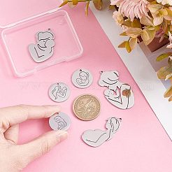 6Pcs 6 Style Mother's Day 304 Stainless Steel Pendants&nbsp;STAS-PH0004-44