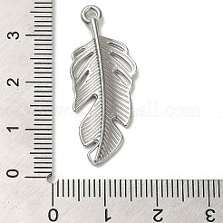 変色しない304ステンレススチールペンダント  フェザーチャーム  ステンレス鋼色  34x13.5x2.5mm  穴：1.6mm&nbsp;STAS-I203-63P