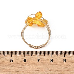天然琥珀の指輪  銅線と  ゴールドカラー  8mm  usサイズ7 1/4(17.5mm)&nbsp;RJEW-JR01080