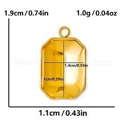 304ステンレススチールペンダントカボションセッティング  ファンシーストーン  ゴールドカラー  八角形の長方形  トレイ：10x14mm  19x11mm&nbsp;PW-WG002AB-14