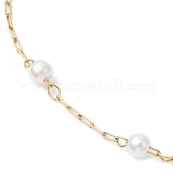 304 Stainless Steel & ABS Imitation Pearl Chain Anklets for Women&nbsp;AJEW-AN00689