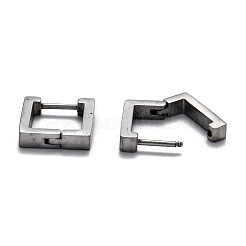 変色しにくい304ステンレススチールスクエアフープピアス  ステンレス鋼色  12x12x3mm  ピン：1mm&nbsp;STAS-H156-09A-P