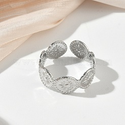 女性用304ステンレススチールカフオープンリング  太陽  ステンレス鋼色  8mm  内径：17.8mm&nbsp;RJEW-L341-04A-P