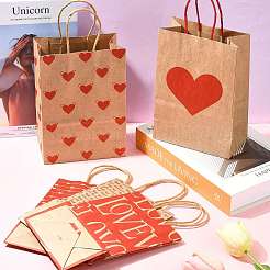 12Pcs 5 Styles Valentine's Day Heart Printed Paper Bags&nbsp;CARB-FS0001-07