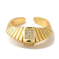 Brass Micro Pave Clear Cubic Zirconia Open Cuff Rings&nbsp;RJEW-U008-17G