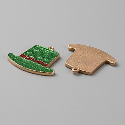 聖パトリックの日合金エナメルペンダント  スパンコール  ライトゴールド  帽子  26x30.5x2.5mm  穴：1.6mm&nbsp;ENAM-WH0004-10KCG-02