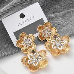 合金スタンドピアス  花  ゴールドカラー  925mm&nbsp;EJEW-M092-02G