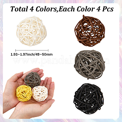 16Pcs 4 Colors Wicker Rattan Balls&nbsp;AJEW-SC0004-26A