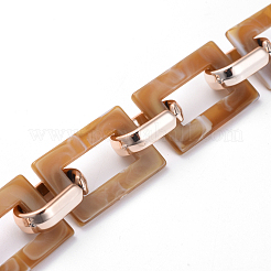 Imitation Gemstone Style Acrylic Handmade Rectangle Link Chains&nbsp;AJEW-JB00518-03