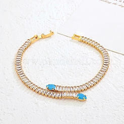 Snake Brass Pave Cubic Zirconia Link Chain Bracelets&nbsp;UA5889-1
