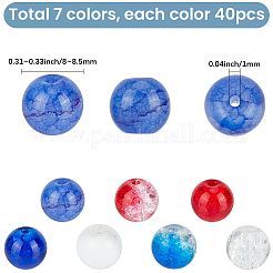 280Pcs 7 Colors Mixed Styles Crackle Glass Beads&nbsp;GLAA-SC0003-47